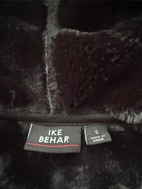Ike Behar Black Plush Faux-Fur Jacket